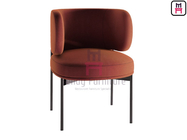 Red Velvet Upholstered Arm Chair With Black Painted Metal Frame