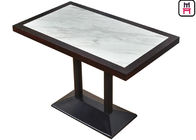 4 Seats Restaurant Dining Table Luxury Marble Inset Wood 4ft*2ft Casting Iron