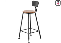 Simple Design Black Leather Bar Stools , Upholstered Metal Counter Height Stools 