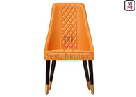 Custom Wood Restaurant Chairs Tufted Upholstered Micro Fiber Leather Armless Type High Back