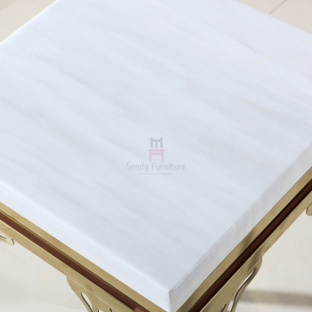 Mesa de centro de aço inoxidável de mármore quadrada elegante que cinzela o suporte de flor de canto