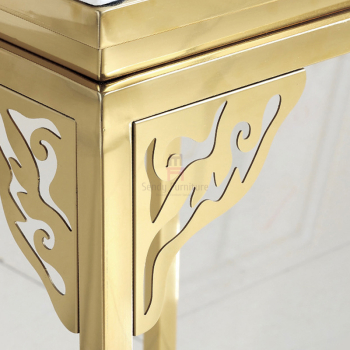 Mesa de centro de aço inoxidável de mármore quadrada elegante que cinzela o suporte de flor de canto