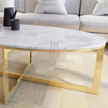 Vidro moderado/base de aço inoxidável forma de mármore retangular oval da mesa de centro X