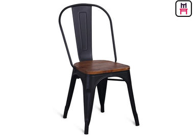 comprar o restaurante do metal do preto da altura de 86cm preside o tamborete de barra de Tolix com Seat de madeira online manufacture