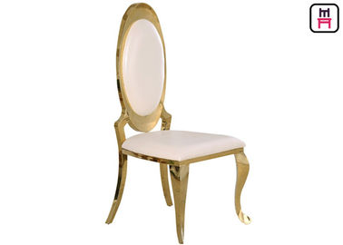 comprar Da parte traseira sem braços do Oval do hotel cadeiras de aço inoxidável do restaurante com ouro/couro de Chrome Seat online manufacture
