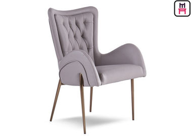 comprar Cadeiras de couro da sala de hotel do braço com pés decorativos/de aço inoxidável do botão online manufacture