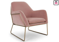 Velvet Stainless Steel Base Single Sofa Chair Gold Base Cozy Arm Hotel Lobby Sofa Chair