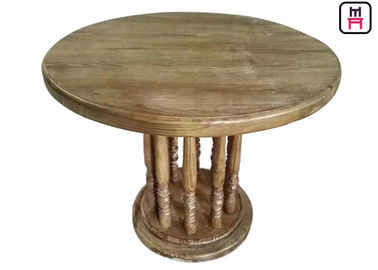 comprar Mesa de jantar superior de madeira rústica do restaurante, mesa de jantar redonda do vintage romano da coluna online manufacture