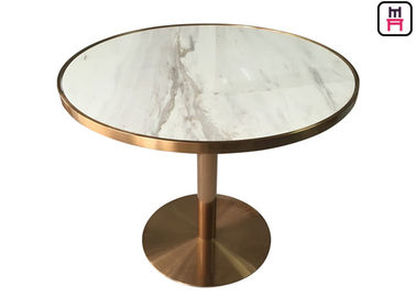 comprar Parte superior de mármore luxuosa da mesa de jantar dourada de aço inoxidável do restaurante de Rosa com emenda dourada online manufacture