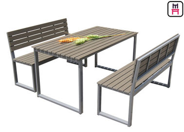 comprar Pátio comercial das tabelas exteriores de madeira plásticas KD do restaurante que janta grupos com banco online manufacture