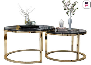 comprar Parte superior de aço inoxidável redonda dobro feito-à-medida do mármore da mesa de centro para o salão de beleza/evento online manufacture