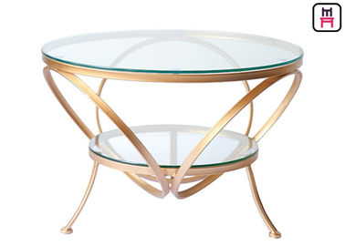 comprar Quadro de vidro do ouro da mesa de centro, mesa de centro de vidro redonda moderna para a barra/hotel online manufacture