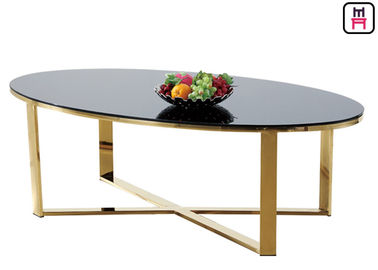 comprar Vidro moderado/base de aço inoxidável forma de mármore retangular oval da mesa de centro X online manufacture