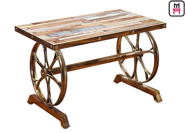 comprar mesa de centro industrial do estilo da base da tabela da madeira compensada/ferro fundido de 4ft*2ft com projeto da roda online manufacture