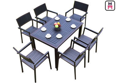 comprar 1 por 4/6 tabelas exteriores do restaurante ajusta o pátio de madeira plástico do quadro do metal que janta a mobília online manufacture
