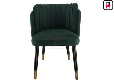 comprar Cadeiras de madeira estofadas do restaurante de veludo da cor verde da forma de Shell com pés de cobre da coroa online manufacture