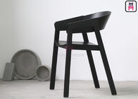 Upholstered Seater Wood Restaurant Chairs Black Color With Bowed Backrest
