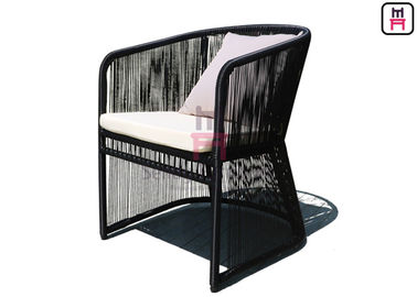 comprar Tabelas exteriores do restaurante do quadro de alumínio, Rattan preto da corda que janta a cadeira com   do braço online manufacture