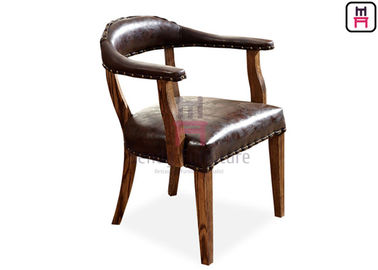 comprar Cadeira de couro rústica interna de Brown/madeira de carvalho resistente que janta a cadeira com braço online manufacture