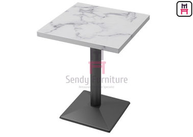 comprar Mesa de jantar de mármore de fórmica do hotel do teste padrão HPL com base pesada do ferro de carcaça da cor preta online manufacture
