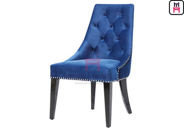 comprar Blue Velvet traseiro alto adornou estofado jantando cadeiras com pés pretos do ferro online manufacture