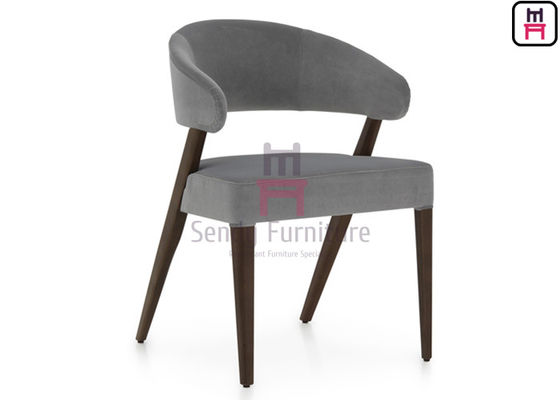 comprar Envolvendo a cadeira de madeira traseira aberta Gray Velvet do restaurante do braço do espaldar online manufacture