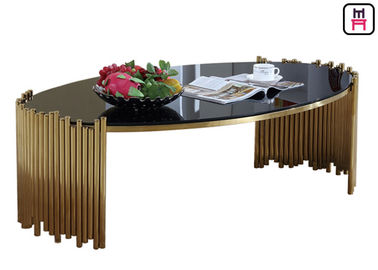 Forma oval moderada da mesa de centro de aço inoxidável superior de vidro para a casa da casa do café