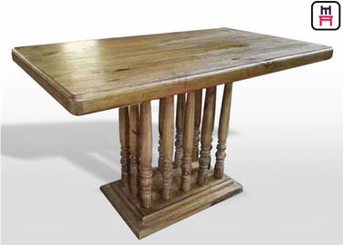 Mesa de jantar do restaurante do retângulo do vintage com a coluna romana da madeira maciça rústica