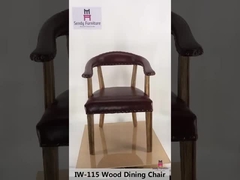 Cadeira de couro rústica interna de Brown/madeira de carvalho resistente que janta a cadeira com braço