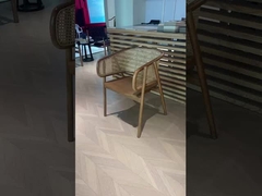 Walnut Lacado 0,3cbm Restaurante Cane Cadeira de Jantar Com Braços